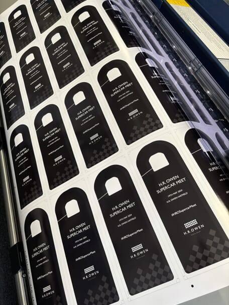 An image of small format UV printed materials and stickets.